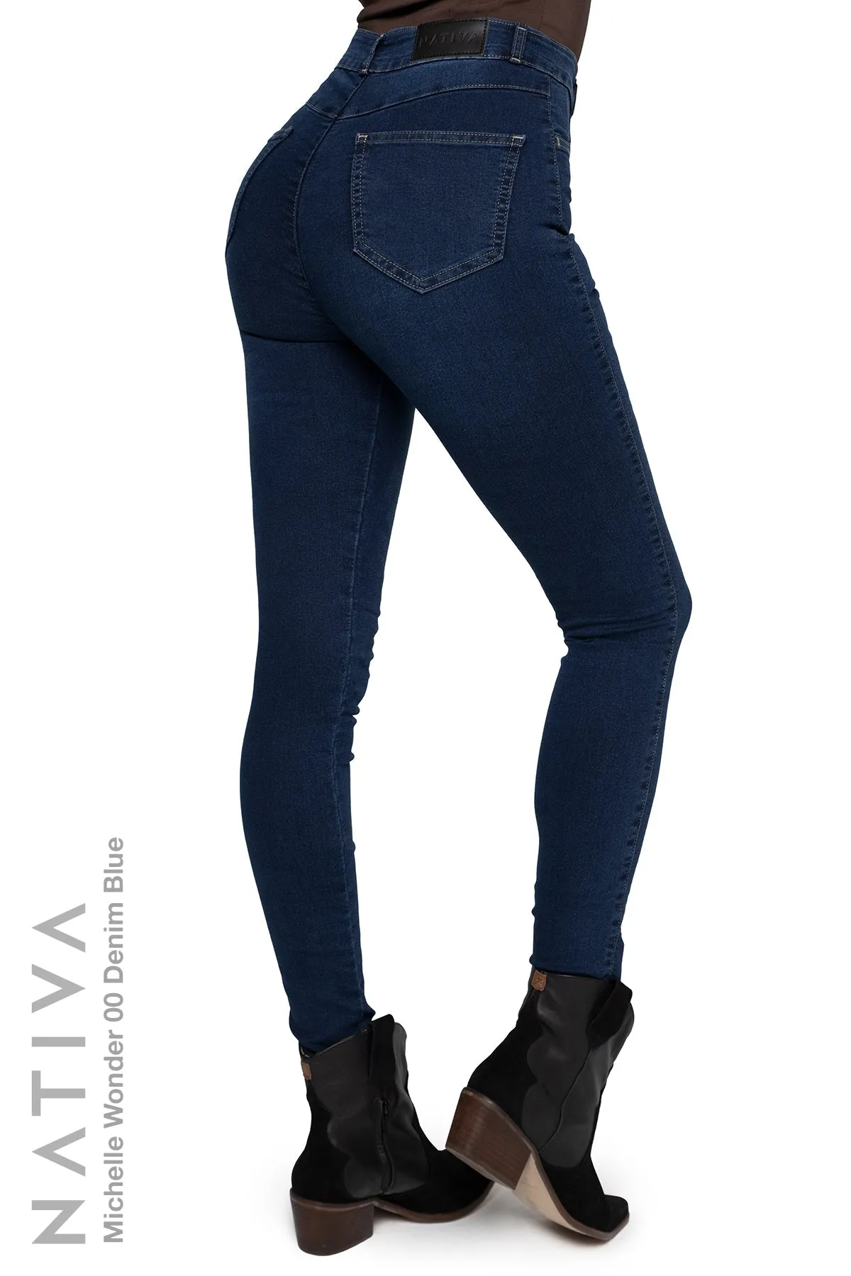 NATIVA, STRETCH JEANS. MICHELLE WONDER 00 DENIM BLUE, High Shaping Capacity & Firming, Casual Everyday Look, Hi-Rise Super Skinny Jeans