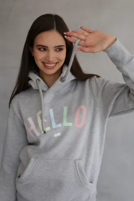 Pastel Grey Hello Hoodie