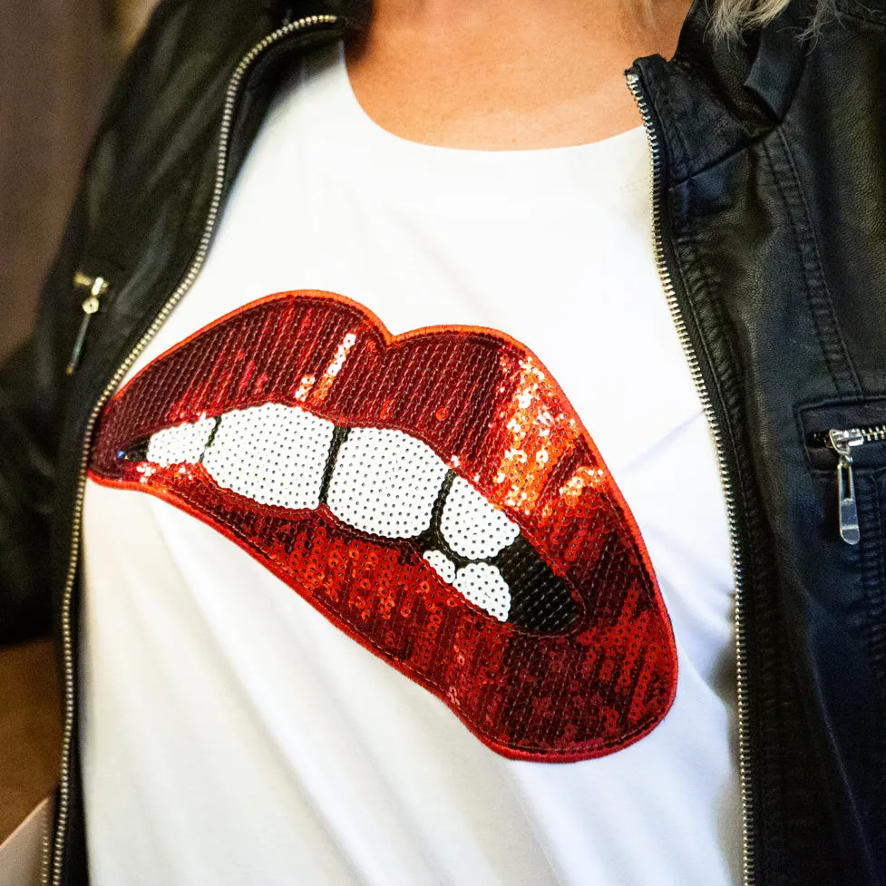 Red Glitter Lips Relaxed Weekender T-Shirt