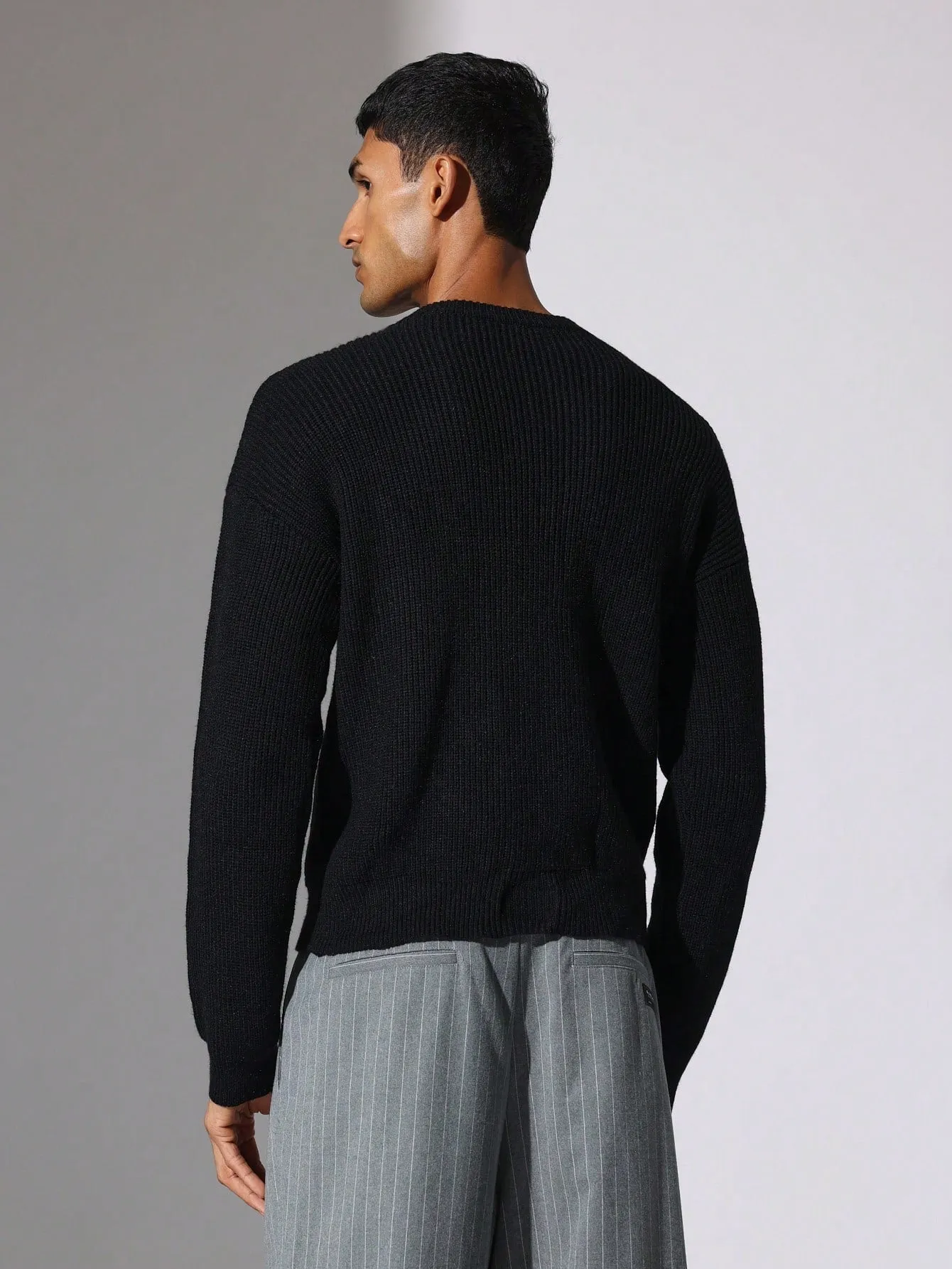 Regular Fit Rib Crew Neck Sweaters