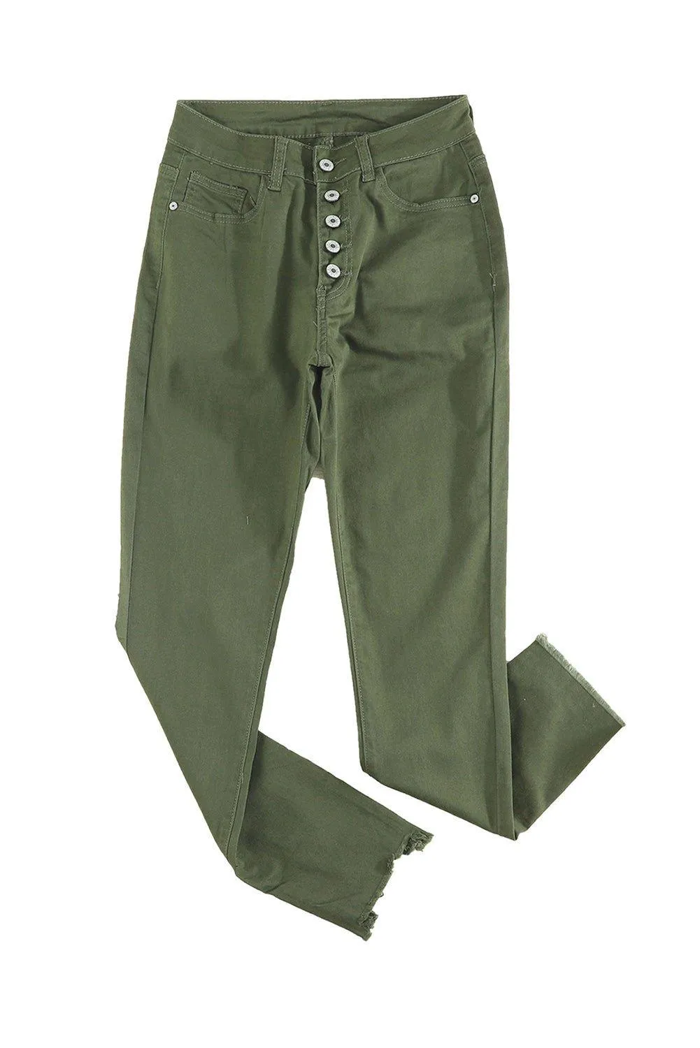 Sage Green Frayed Denim Jeans