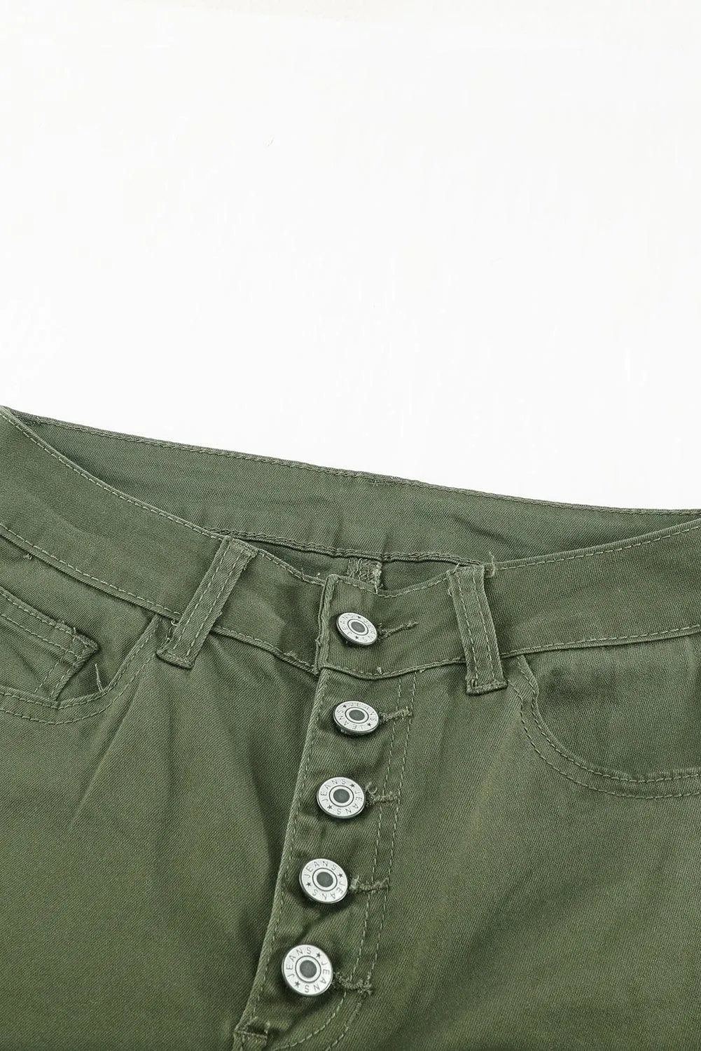 Sage Green Frayed Denim Jeans