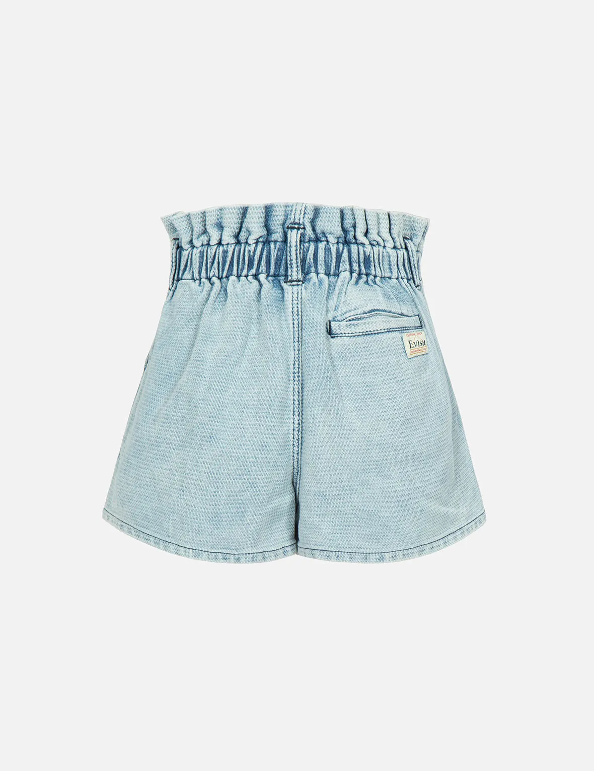 Seagull Embroidery Textured Jacquard Denim Shorts