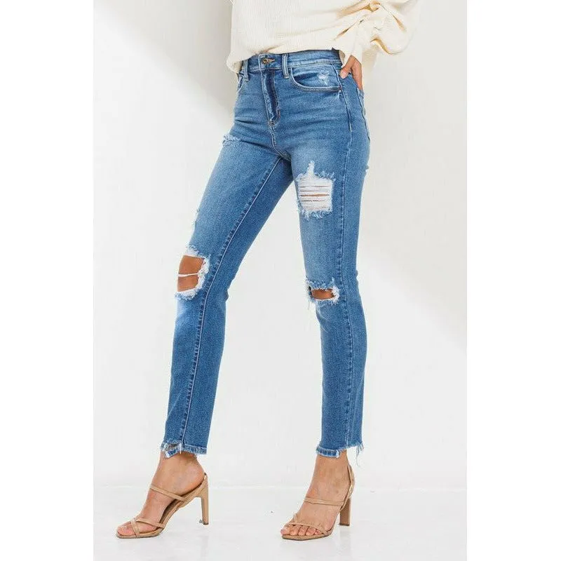 SneakPeek High Rise 90's Skinny Distressed Jeans