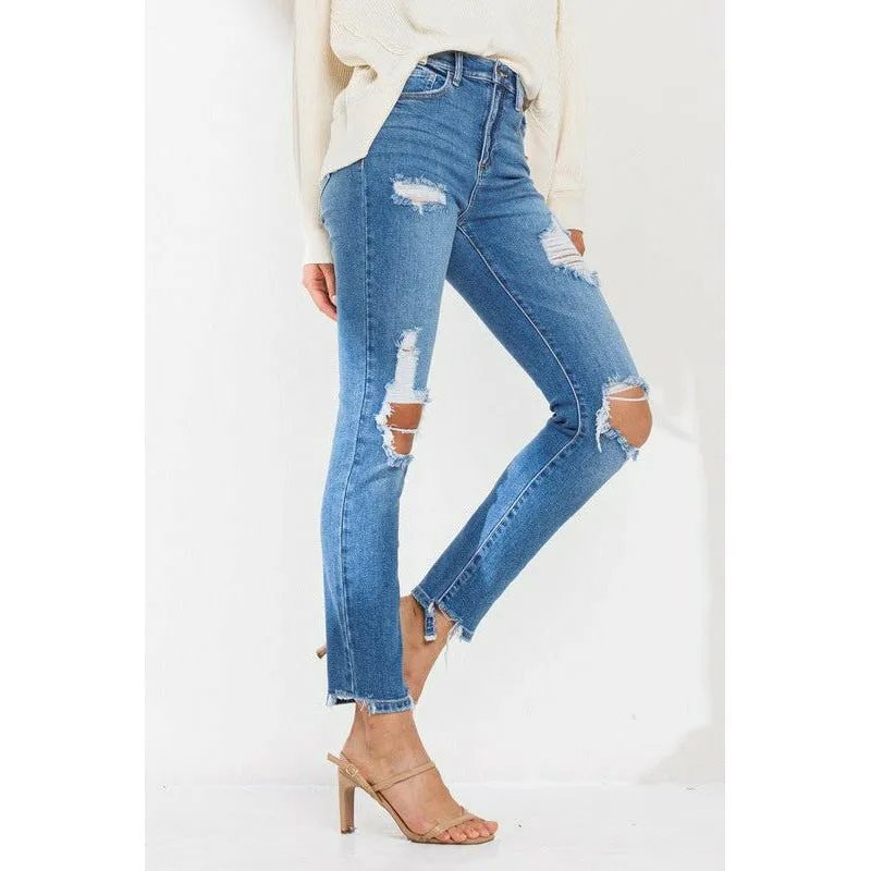 SneakPeek High Rise 90's Skinny Distressed Jeans