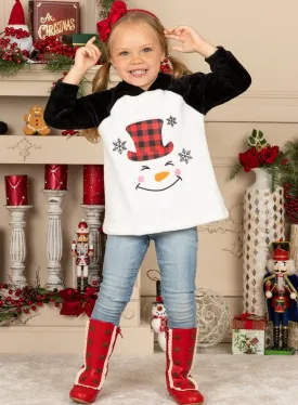 Snowman Plush Fleece Raglan Hoodie