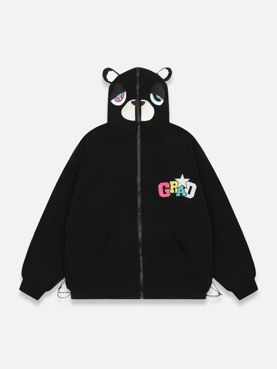 TEDDY BEAR ZIP-UP HOODIE