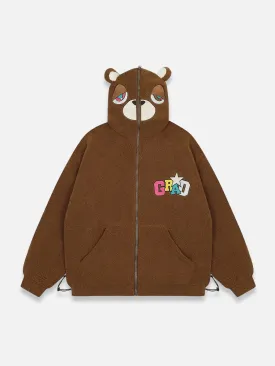 TEDDY BEAR ZIP-UP HOODIE