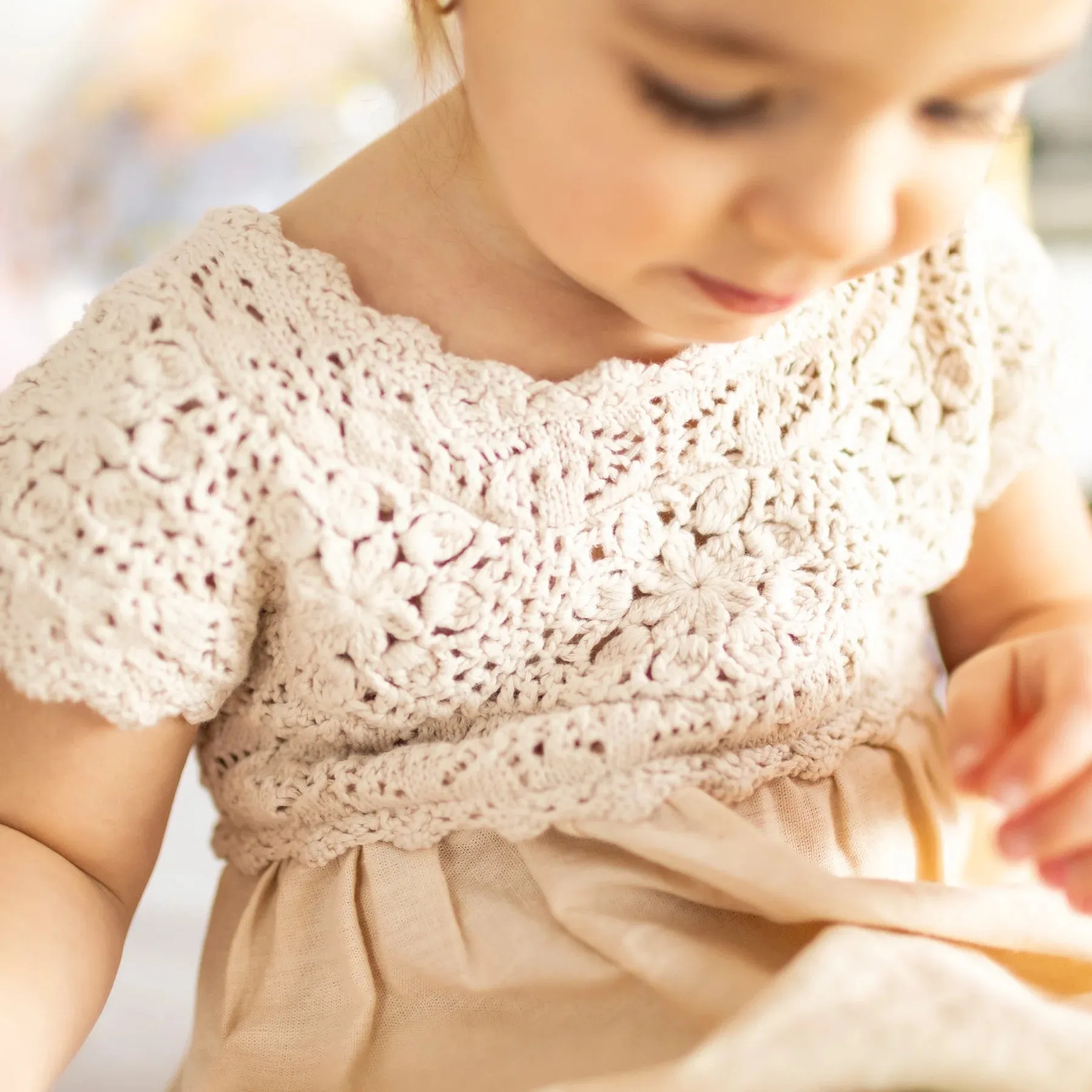 The Bailey Linen Crochet Dress - BABY