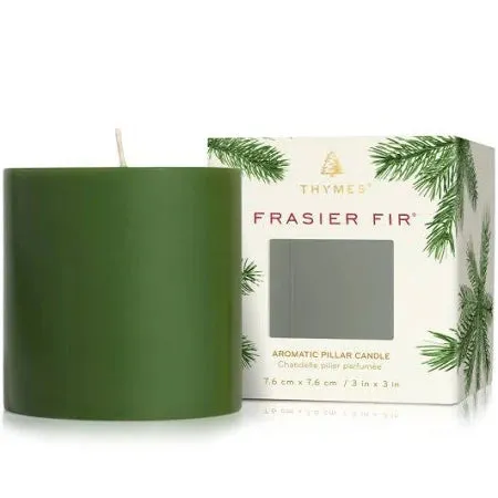 Thymes Frasier Fir Pillar Candle – 3" x 3"