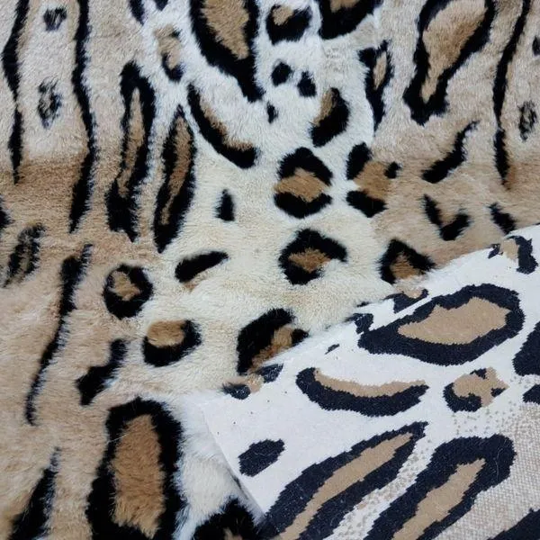 TISSAVEL Fur, Leopard Fur, Black & Cream, Leopard Shaggy