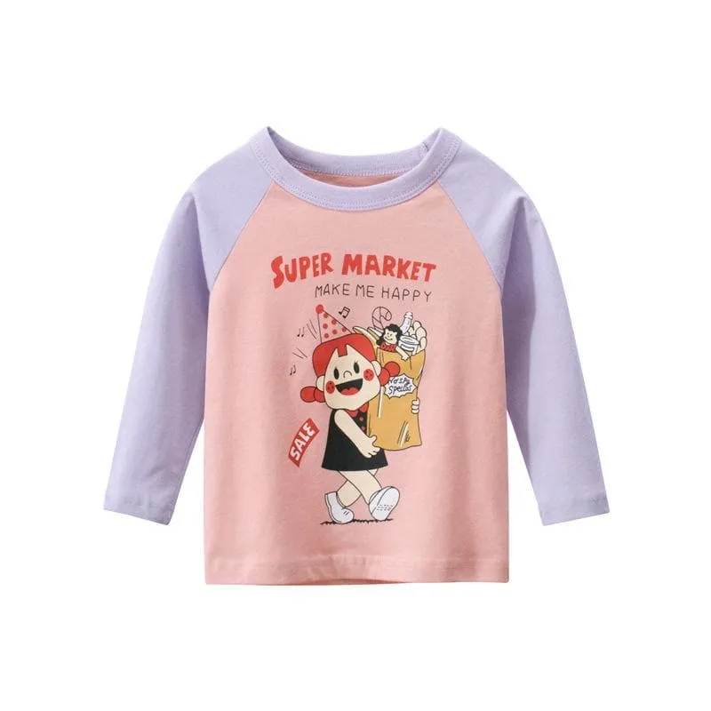 Toddler Girls Cartoon Pattern Long Sleeve T-Shirt