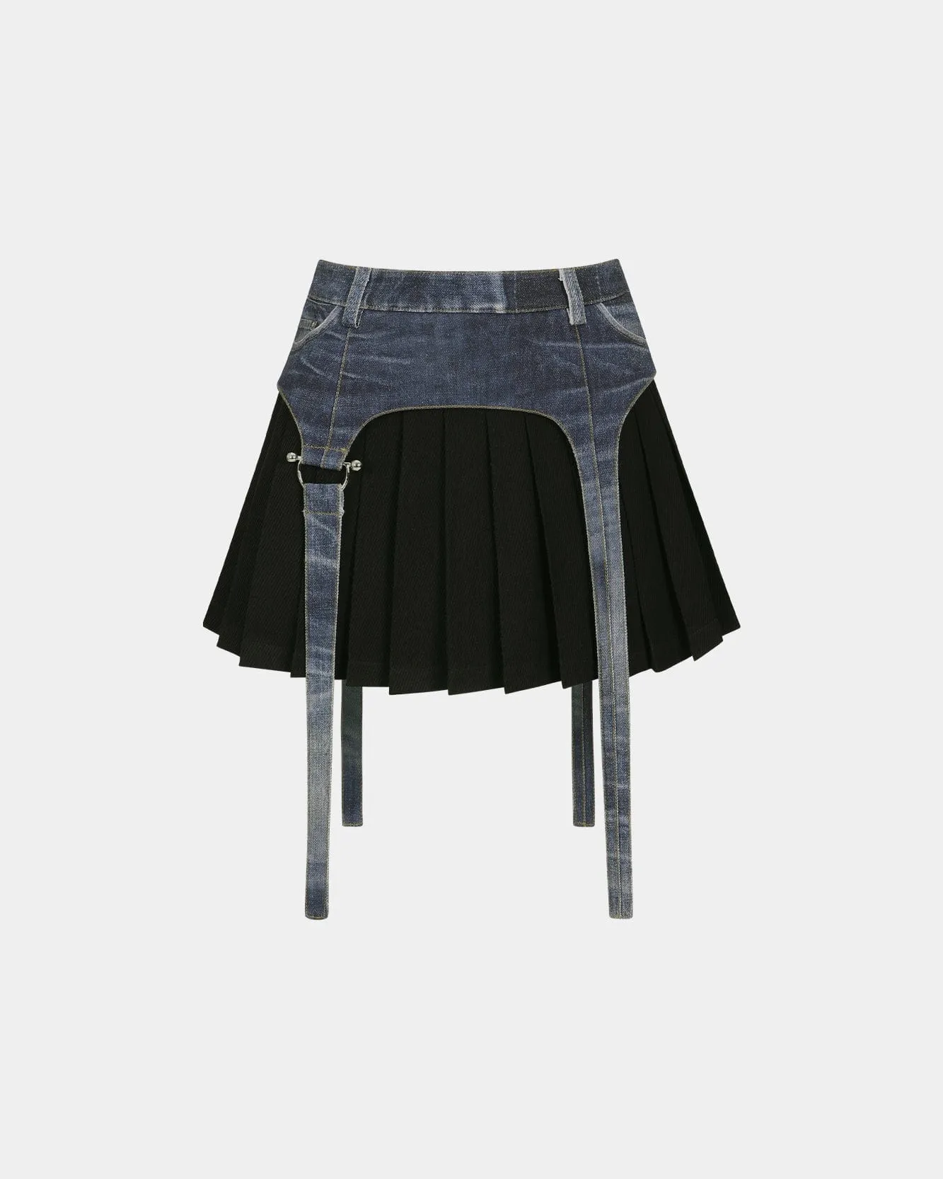 TROMPE L`OEIL MINI PLEATS SKIRT apa763w(BLACK)