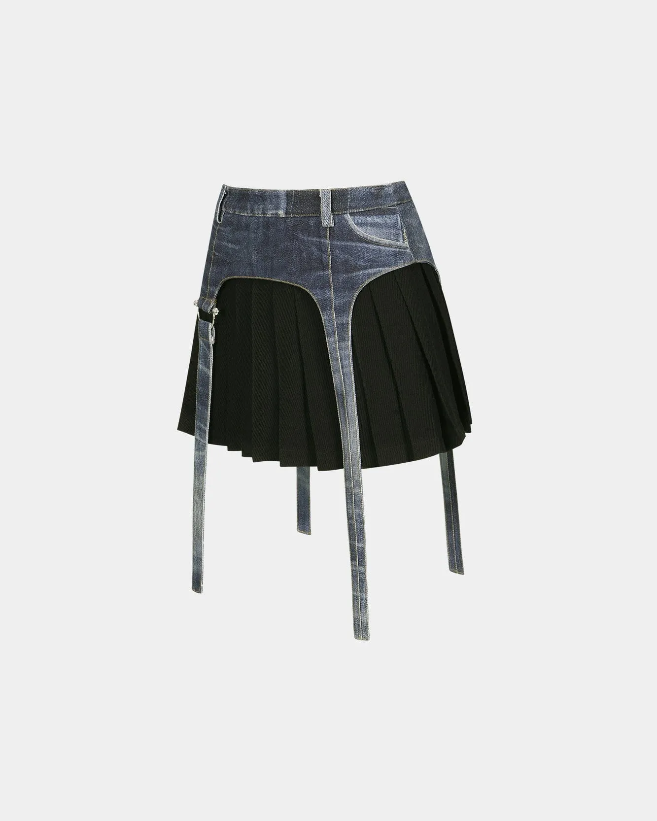 TROMPE L`OEIL MINI PLEATS SKIRT apa763w(BLACK)