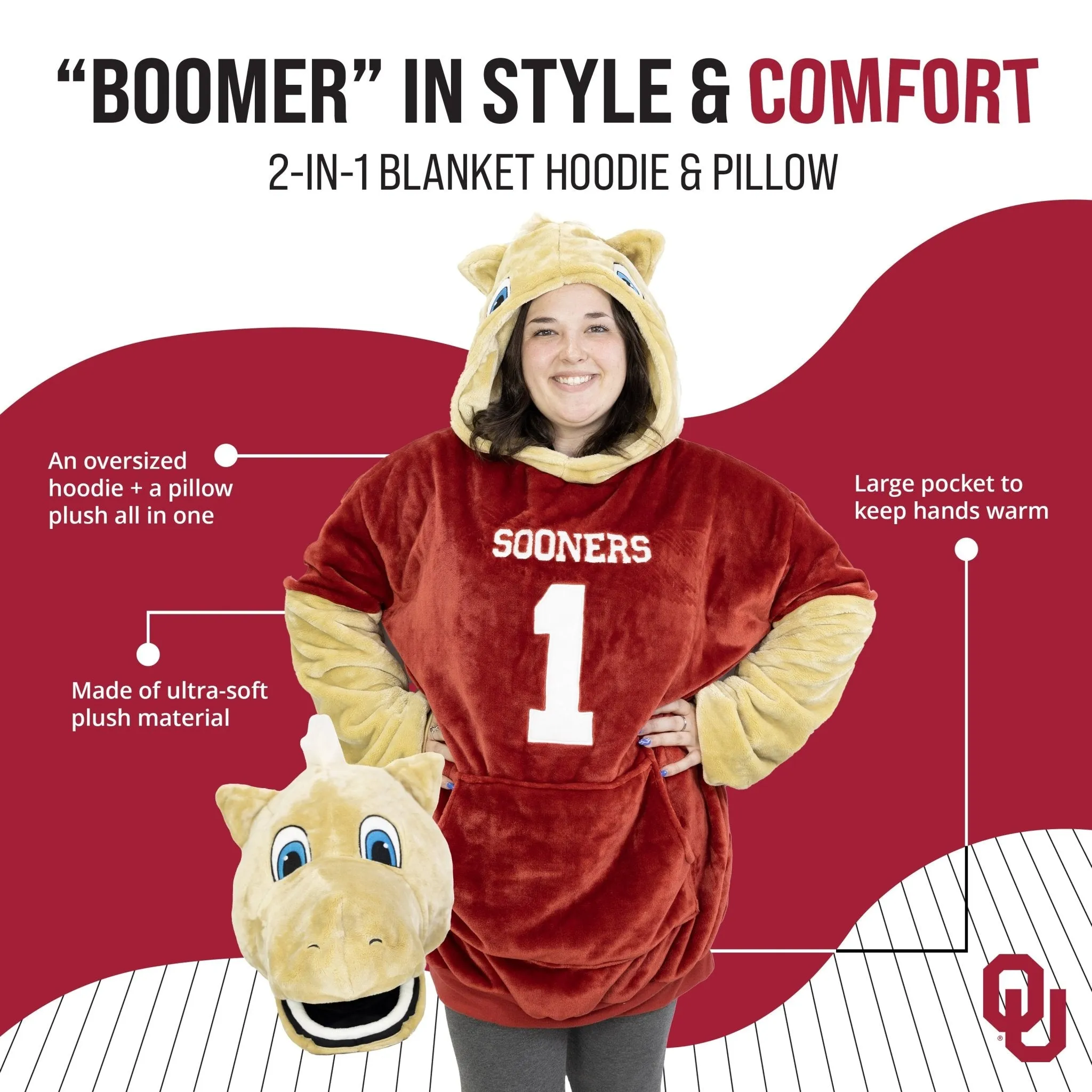 University of Oklahoma Boomer Snugible | Blanket Hoodie & Pillow