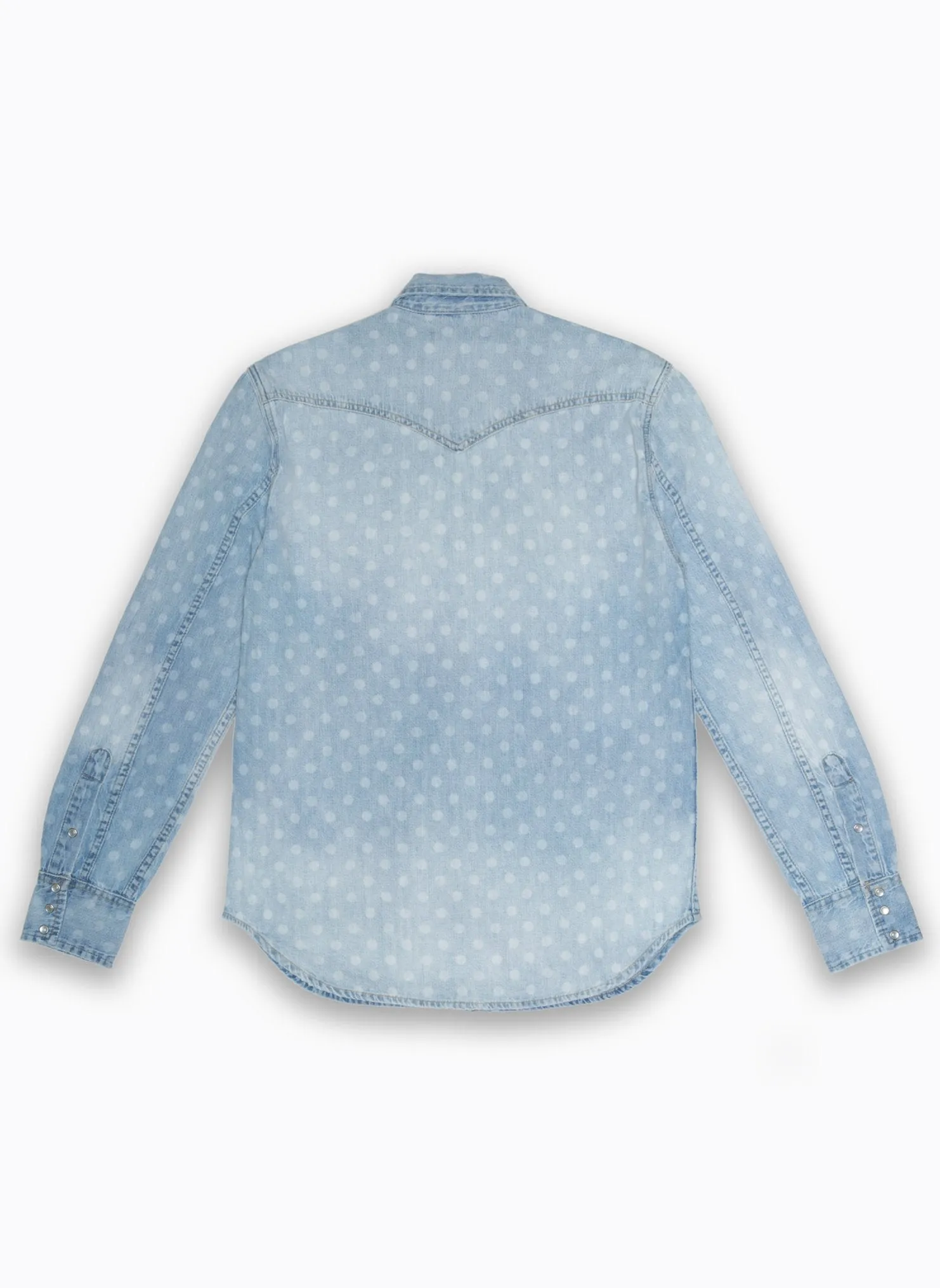 Western Shirt - Light Indigo Polka Dot