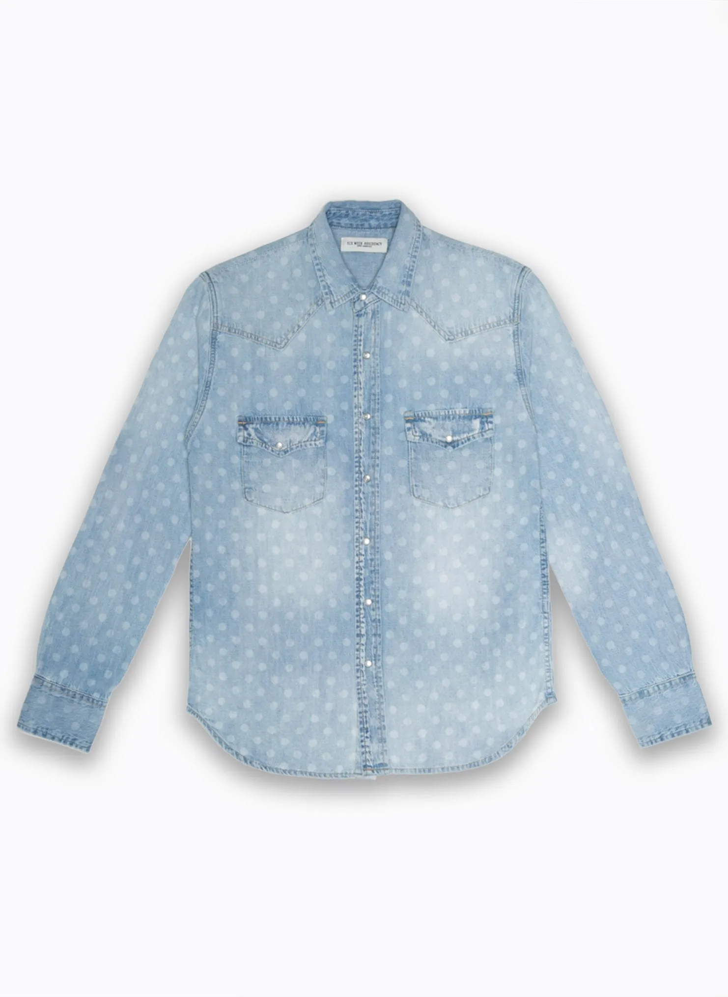 Western Shirt - Light Indigo Polka Dot