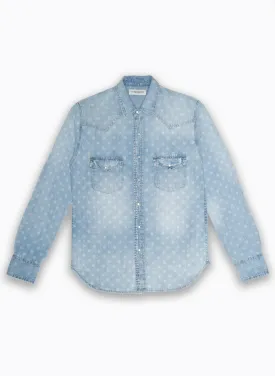 Western Shirt - Light Indigo Polka Dot