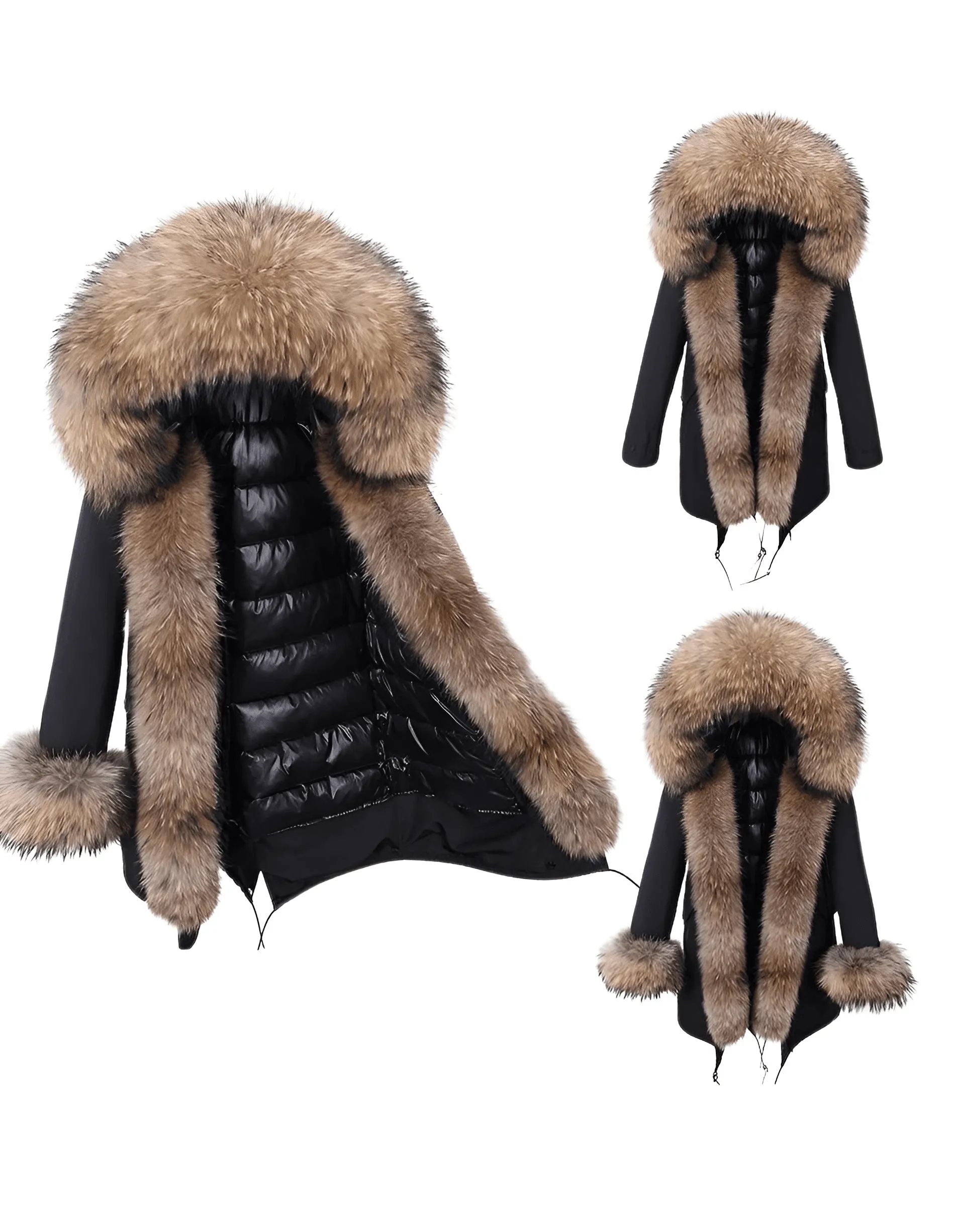 White Duck Down Women's Real Fur Coats