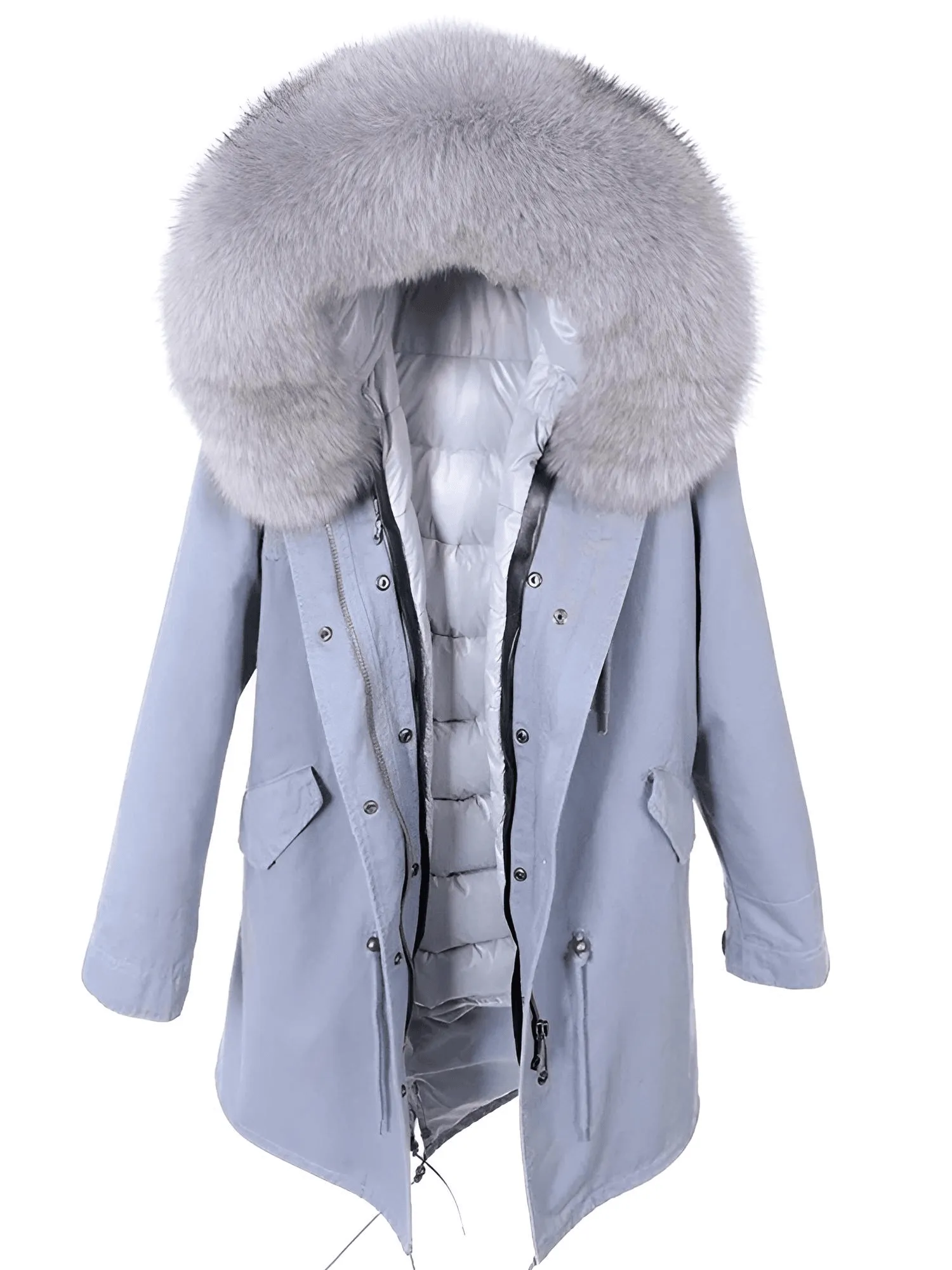 White Duck Down Women's Real Fur Coats