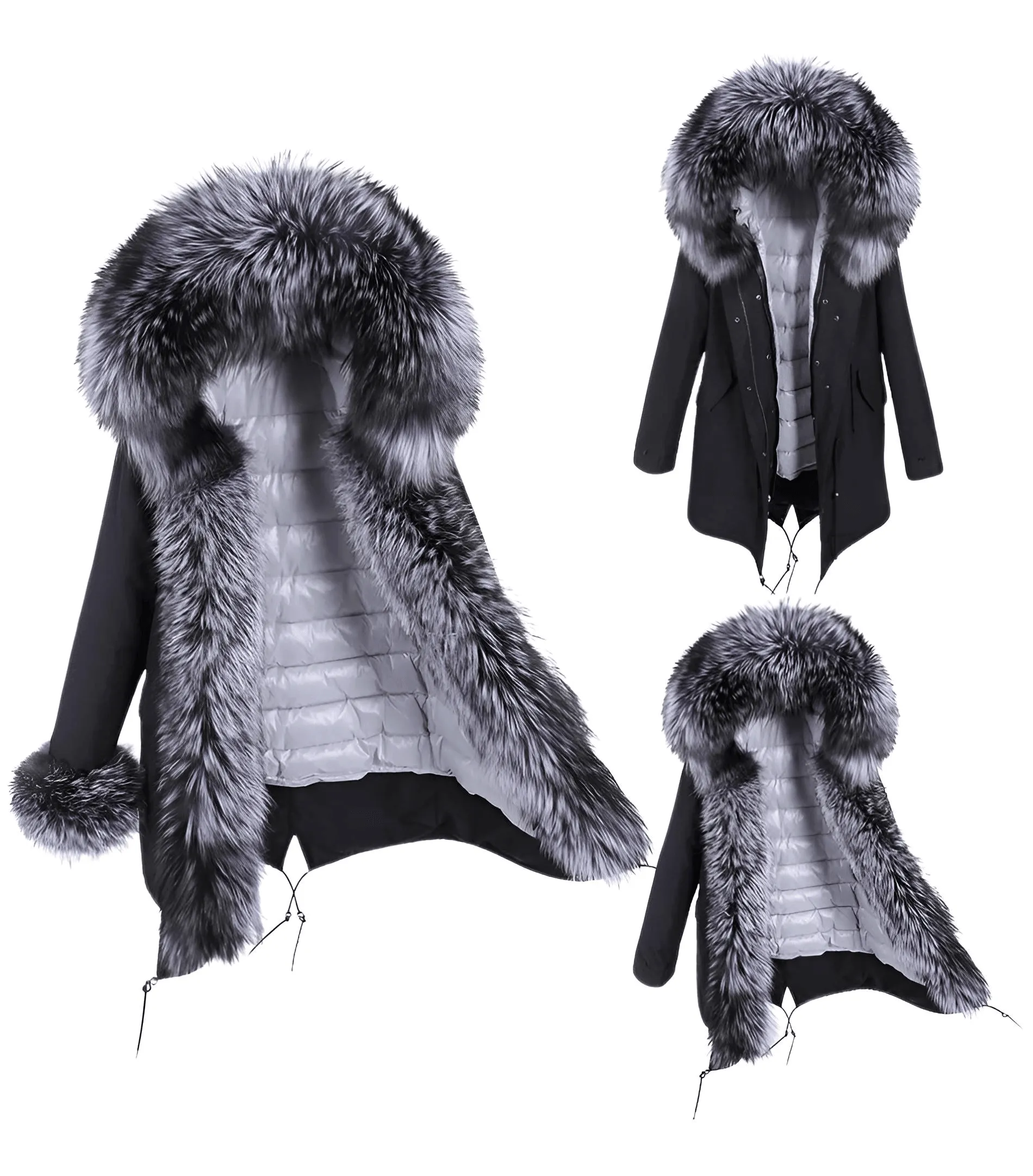 White Duck Down Women's Real Fur Coats