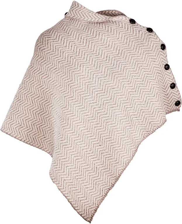 Women's Merino Wool Herringbone Poncho by Aran Mills