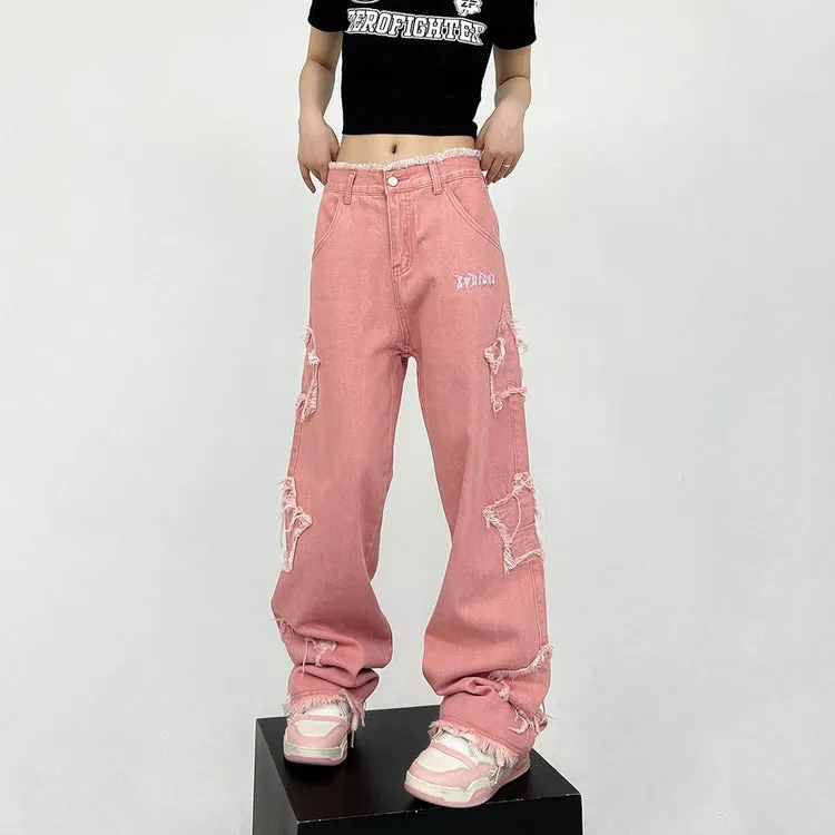 Y2K Pink Star Jeans